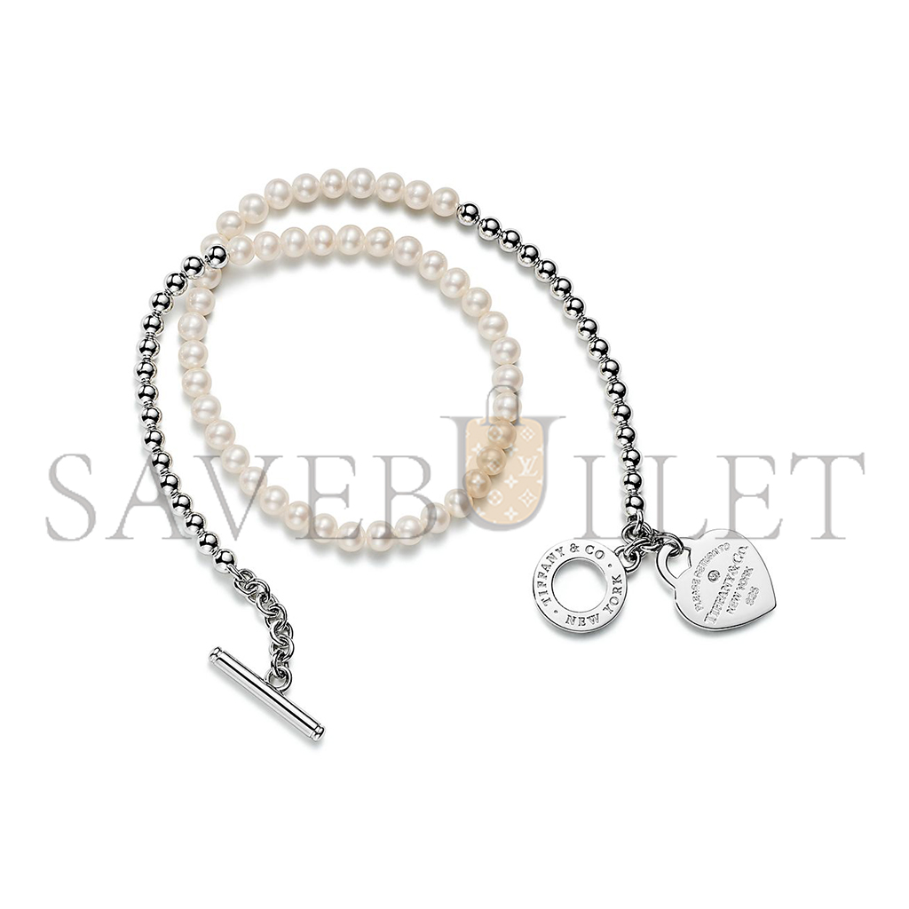 TIFFANY WRAP BEAD BRACELET IN SILVER WITH PEARLS AND A DIAMOND, SMALL 69783317 TIFFANY WRAP BEAD BRACELET IN SILVER WITH PEARLS AND A DIAMOND, SMALL 69783317